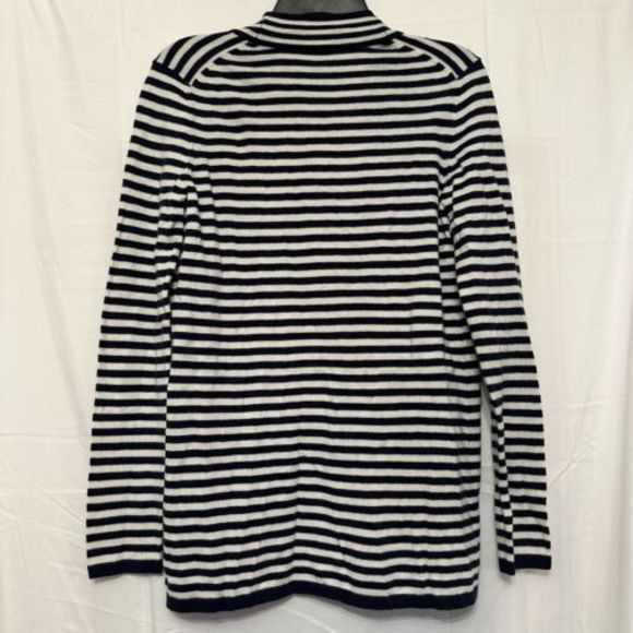 Talbots Open Front Lambswool‎ Cardigan Size XS Navy Blue White Stripe - Picture 2 of 4